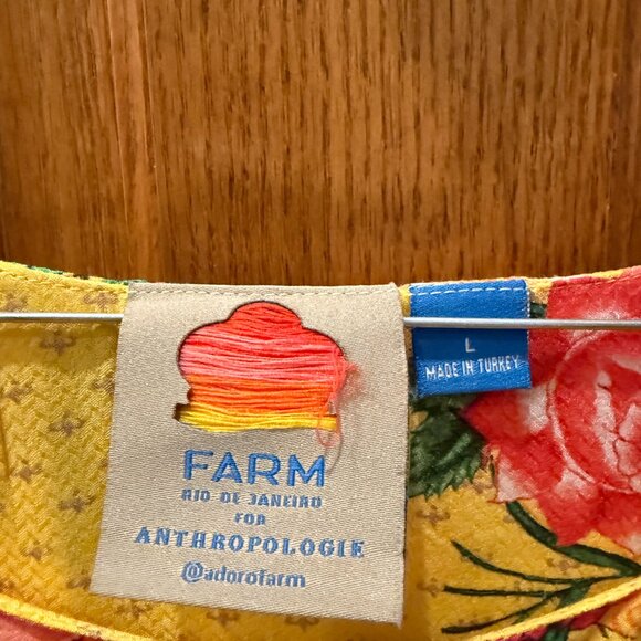 Farm Rio Yellow Floral Print Mini Dress, SZ L - Picture 6 of 7